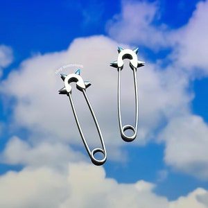 Silver Spike Safety Pin Earrings Unisex Stainless Steel No Rust Tarnish Resistant Waterproof Gift Birthday Present Essential Trend Goth