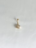 14G Gold Star Belly Ring Surgical Steel Stainless CZ Cubic Zirconia Sparkly Celestial Dainty Button Navel Piercing Gift Idea for Her Present