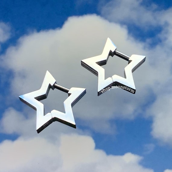 Blue Sky and Stars On Circle Earrings Blue Sky and Stars On Circle Earrings