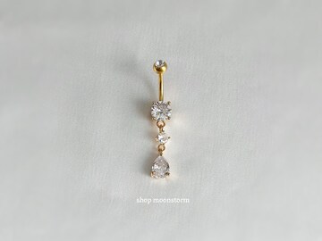 14G Silver Goth Cross Belly Ring Surgical Steel Stainless Body Jewelry Dangle Button Navel Piercing CZ Chrome y2k Gift Ideas for Her Present