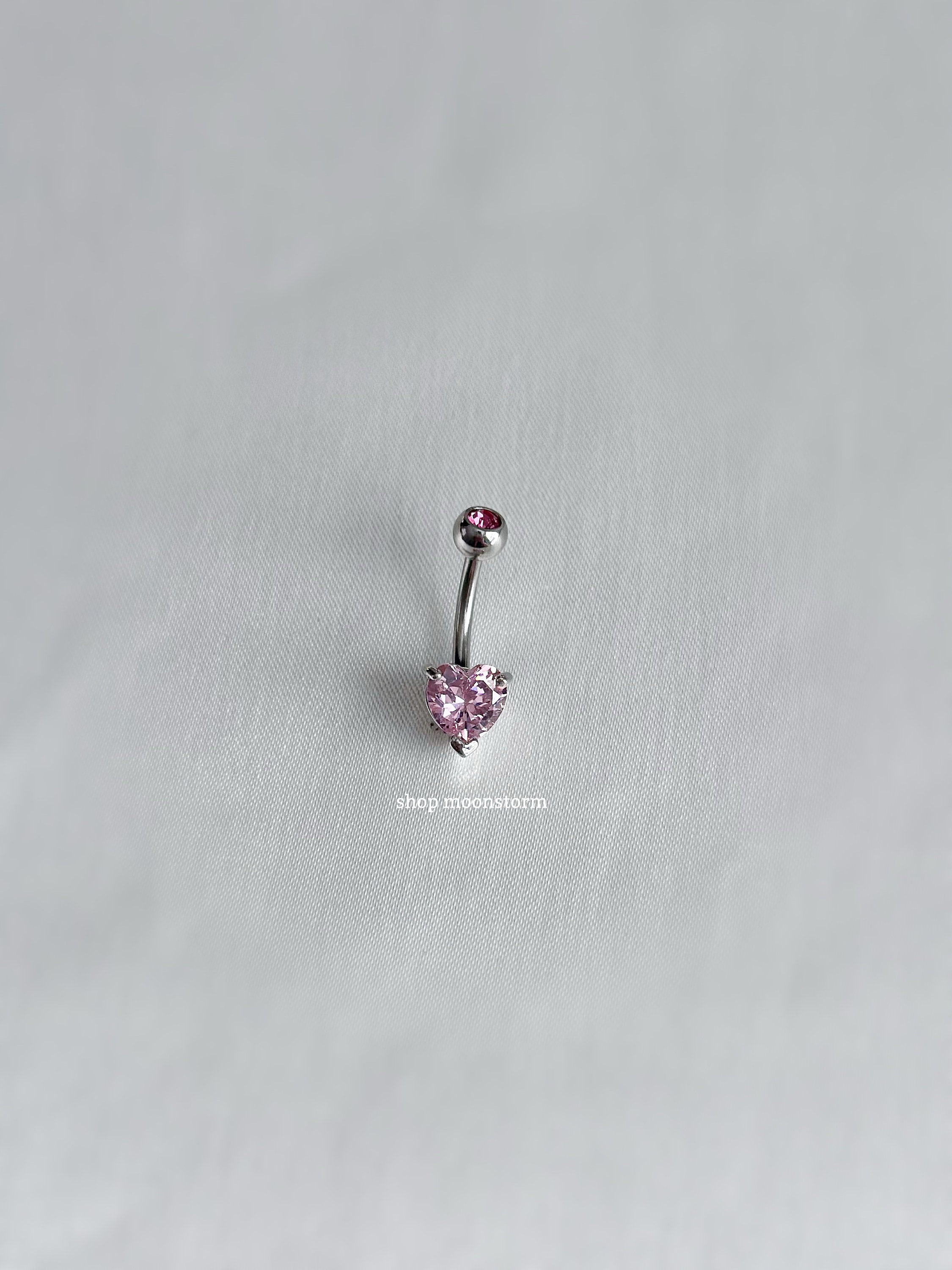 14G Heart Belly Ring Surgical Steel Stainless Silver Body Jewelry CZ Sparkly y2k Dainty Navel Piercing Gold Pink Red Gift Birthday Gift Idea
