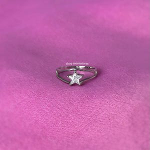 925 Sterling Silver Crystal Star Ring Unisex No Rust Tarnish Resistant Waterproof Statement Gift for Her Him Birthday Present Stackable