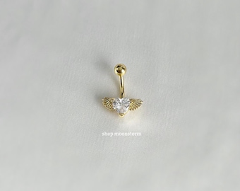 316L Surgical Steel Gold PVD Dainty Double Butterfly with CZ Wing Dangle Belly Ring 316L Surgical Steel Gold PVD Dainty Double Butterfly with CZ Wing Dangle Belly Ring
