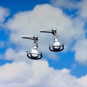 CZ Star Orb Space Planet Stud Hook Earrings Silver Gold Ball Studs 10mm Hoops Unisex Stainless Steel Gift Ideas Birthday Present Celestial