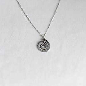 Silver Spiral Swirl Vortex Necklace Unisex Stainless Steel No Tarnish Resistant Waterproof Gift for Her Him Birthday Present Pendant Chain