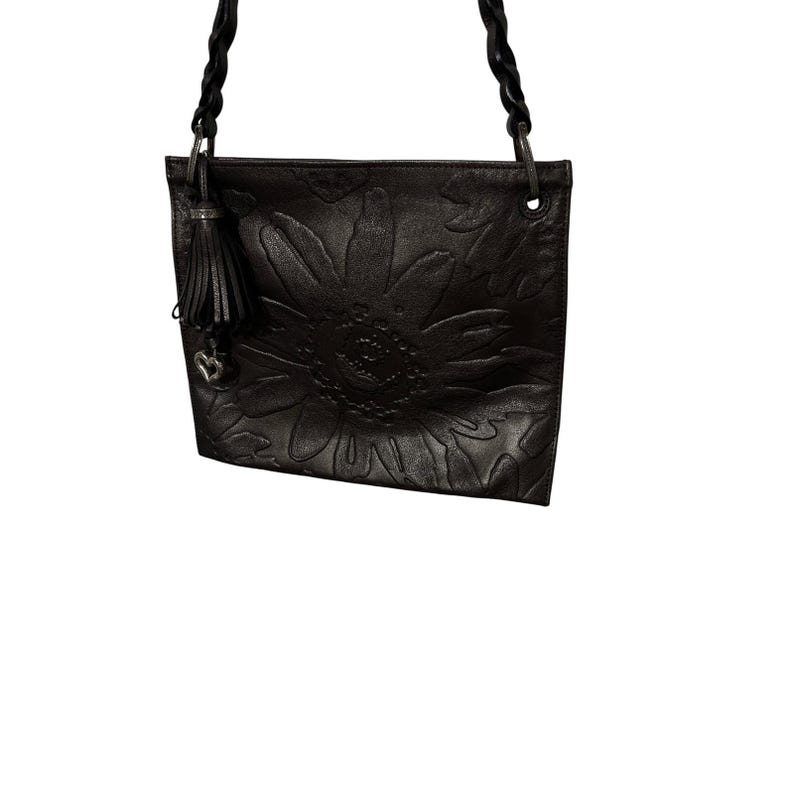 Brighton Shoulder Bag Womens Medium Bronze Metallic Leather Embossed Sunflower image 2