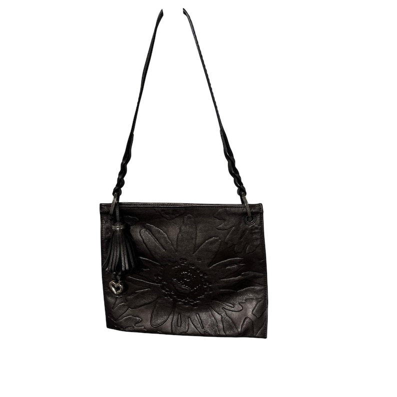 Brighton Shoulder Bag Womens Medium Bronze Metallic Leather Embossed Sunflower image 1