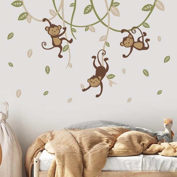 Monkey Wall Decals Etsy