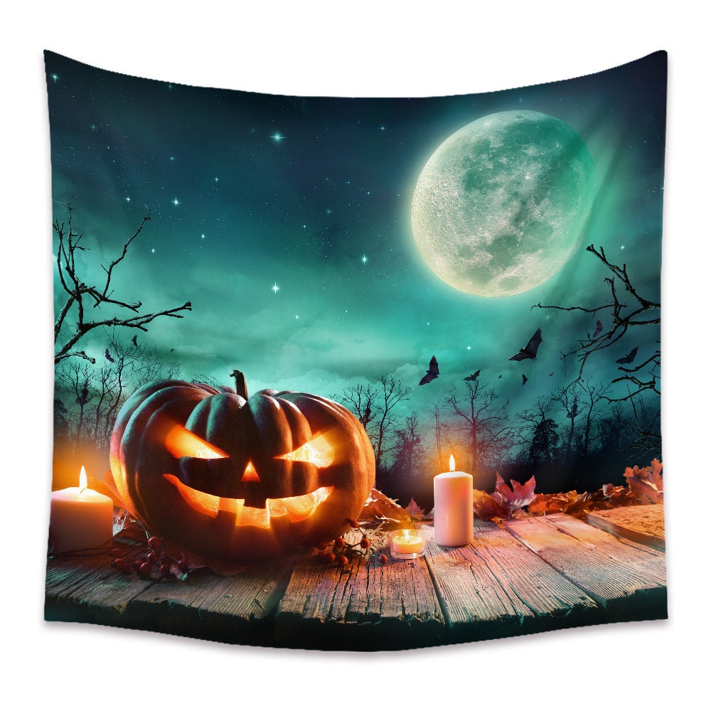 Discover Halloween Pumpkin Tapestry Aesthetic, Psychedelic Tapestry Wall Hanging Vintage, Bats and Pumpkin Room Decor, Wall Tapestry, Decoration Gift