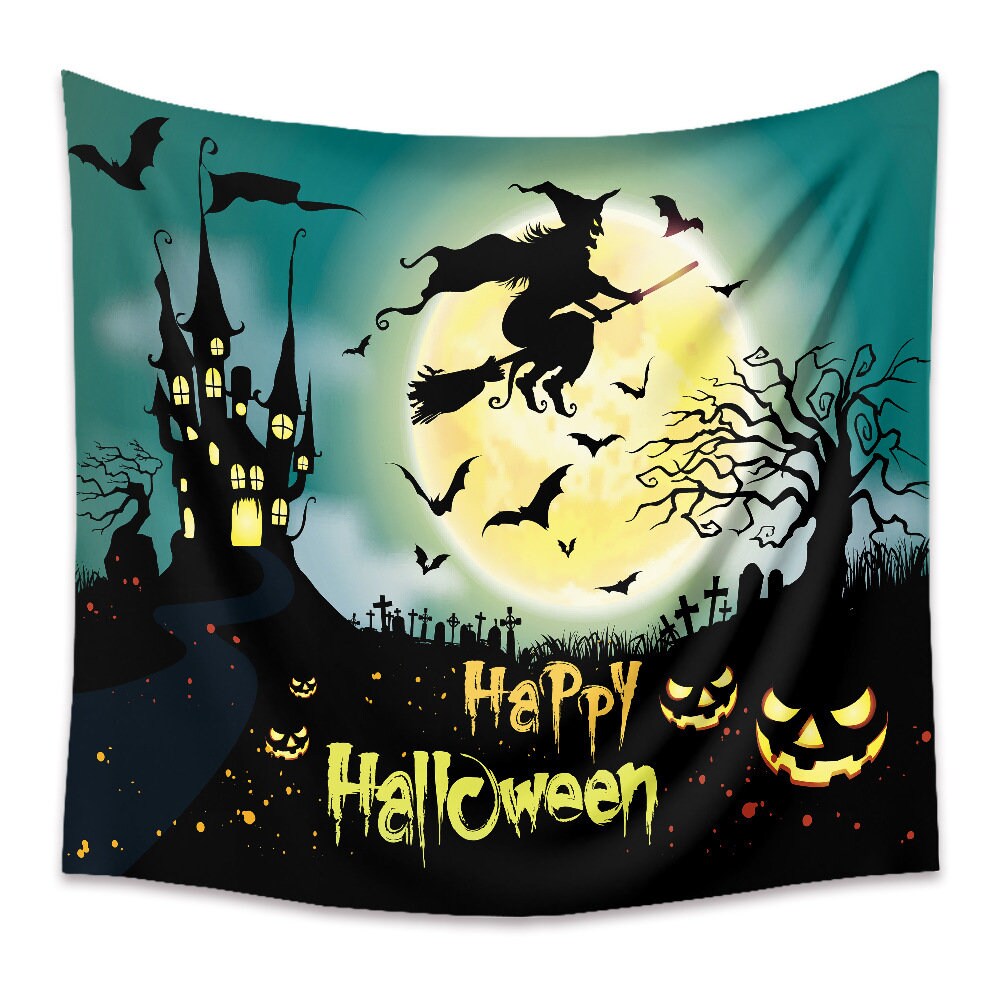 Discover Halloween Pumpkin Tapestry Aesthetic, Psychedelic Tapestry Wall Hanging Vintage, Bats and Pumpkin Room Decor, Wall Tapestry, Decoration Gift