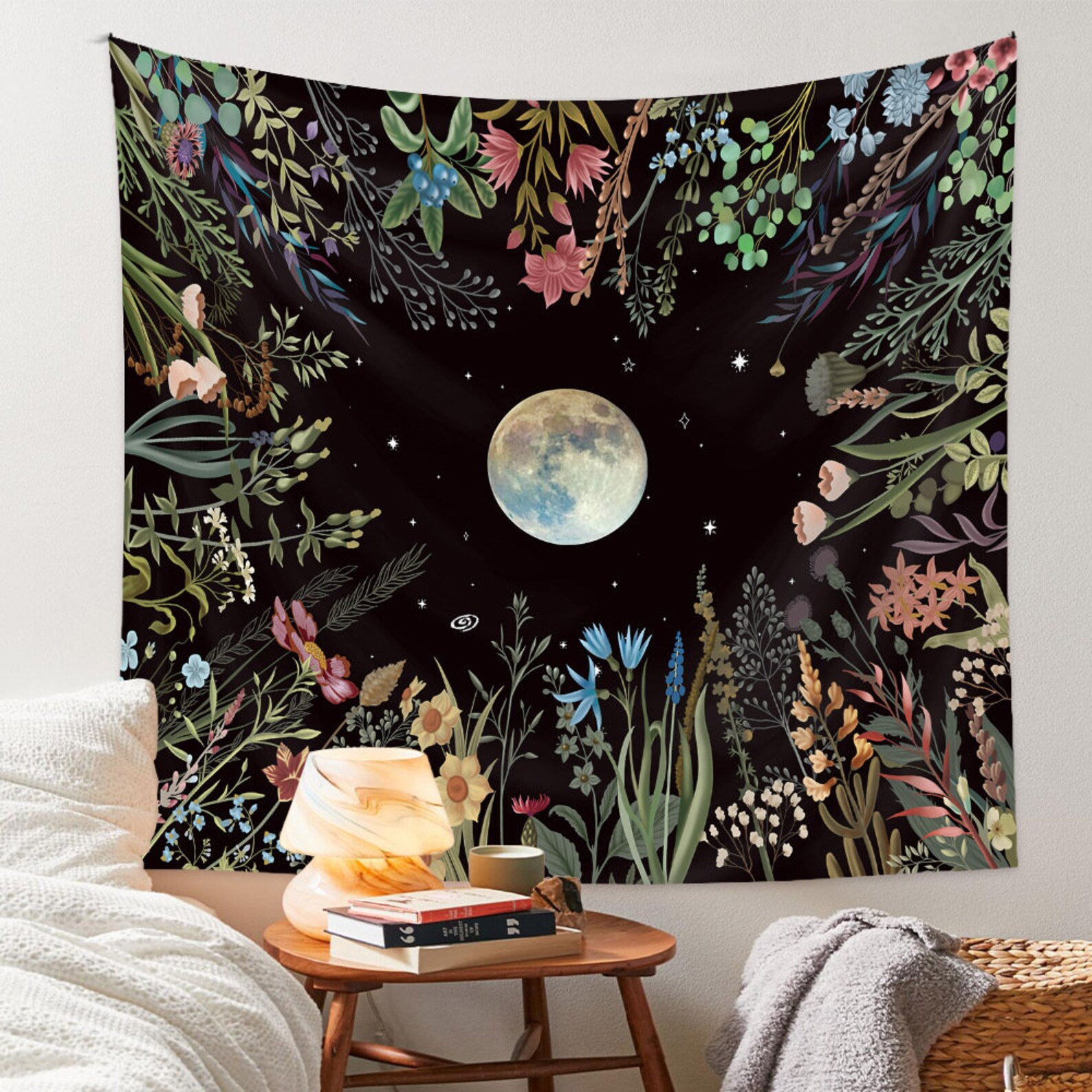 Moonlit Garden Tapestry Aesthetic Tapestry Wall Hanging - Etsy
