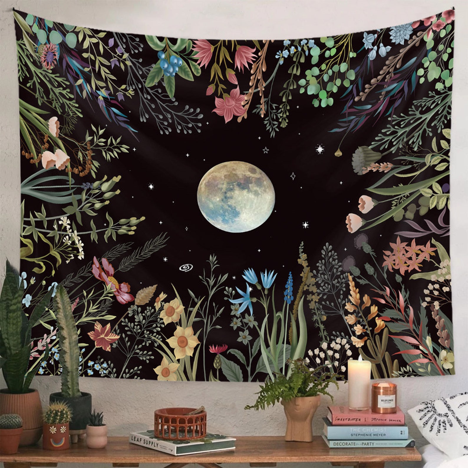 Moonlit Garden Tapestry Aesthetic Tapestry Wall Hanging - Etsy