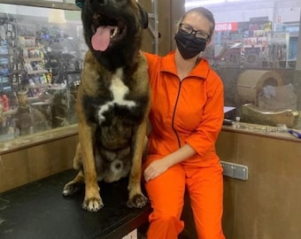 Women's Casual Groomer Jumpsuit Staff Uniform Grooming Clothes