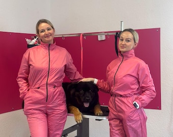 Waterdichte groomer-jumpsuit, lange mouw, op maat gemaakt
