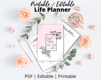 Daily planner. Weekly planner. Monthly planner. Printable planner. Editable Planner. Pink