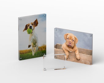 Freestanding Polished Clear Magnetic Photo Frame