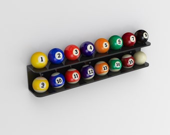 Billiard Ball Rack / Organizer Wall Mounted Pool Ball Holder / Cue Rack