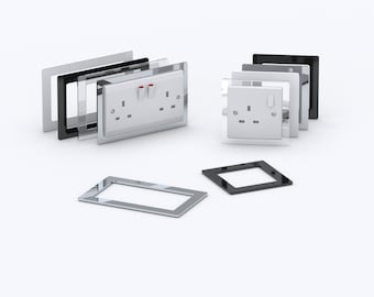 Double Single Socket Switch Surround / Acrylic Finger Plate - Minimalist Design / PA-18