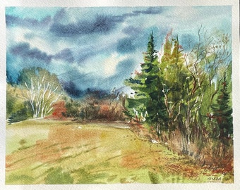 Original Watercolor Painting Landscape Nature - 8 x 10 inches - NEW