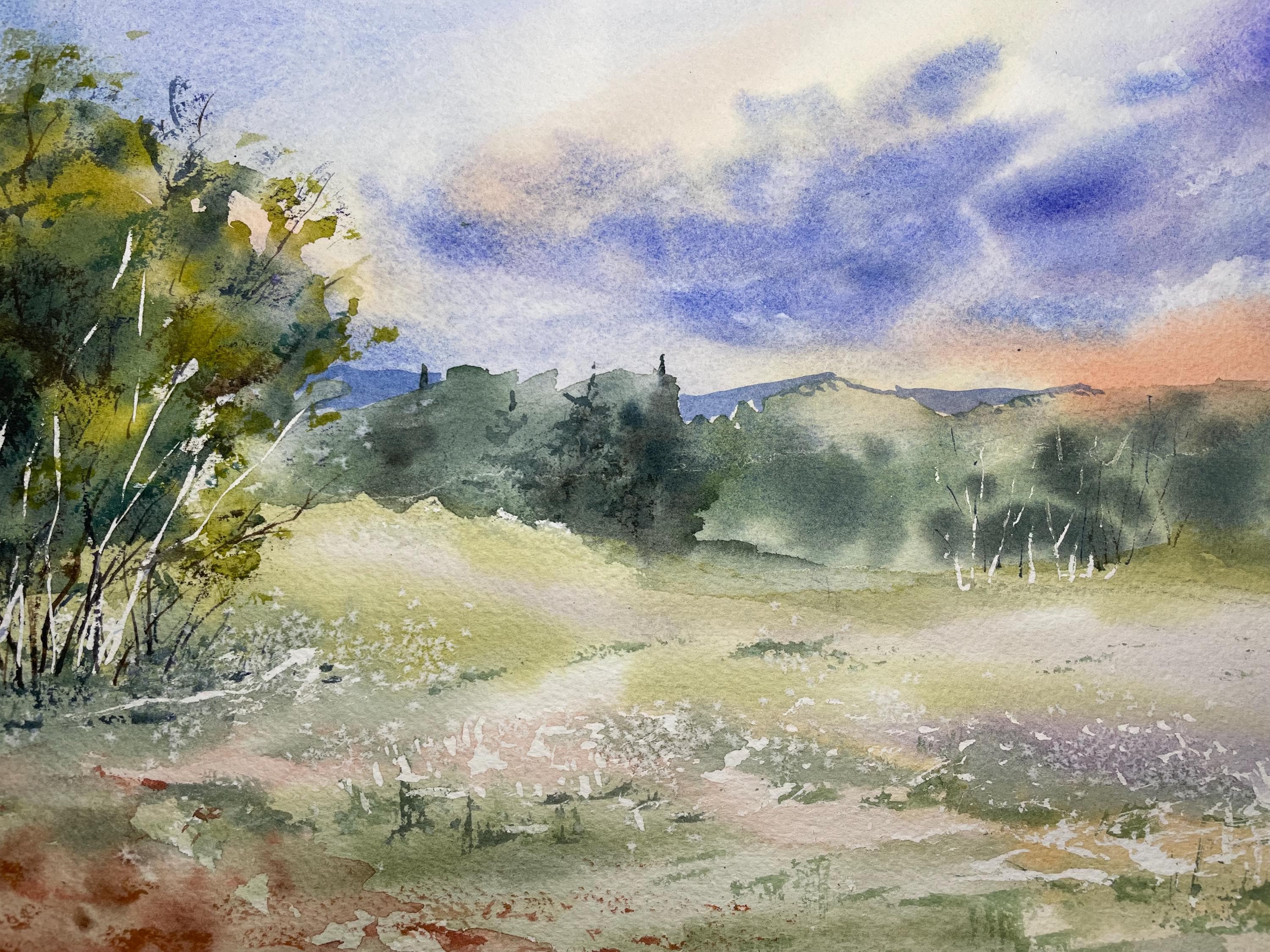 Original Watercolor Painting Landscape Nature - 9x12 Inches - Etsy