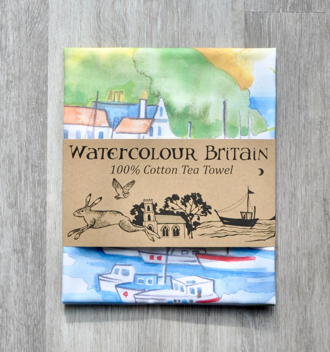 Devon Tea Towel, Craft Produced 100 Premium White Cotton Tea Towel