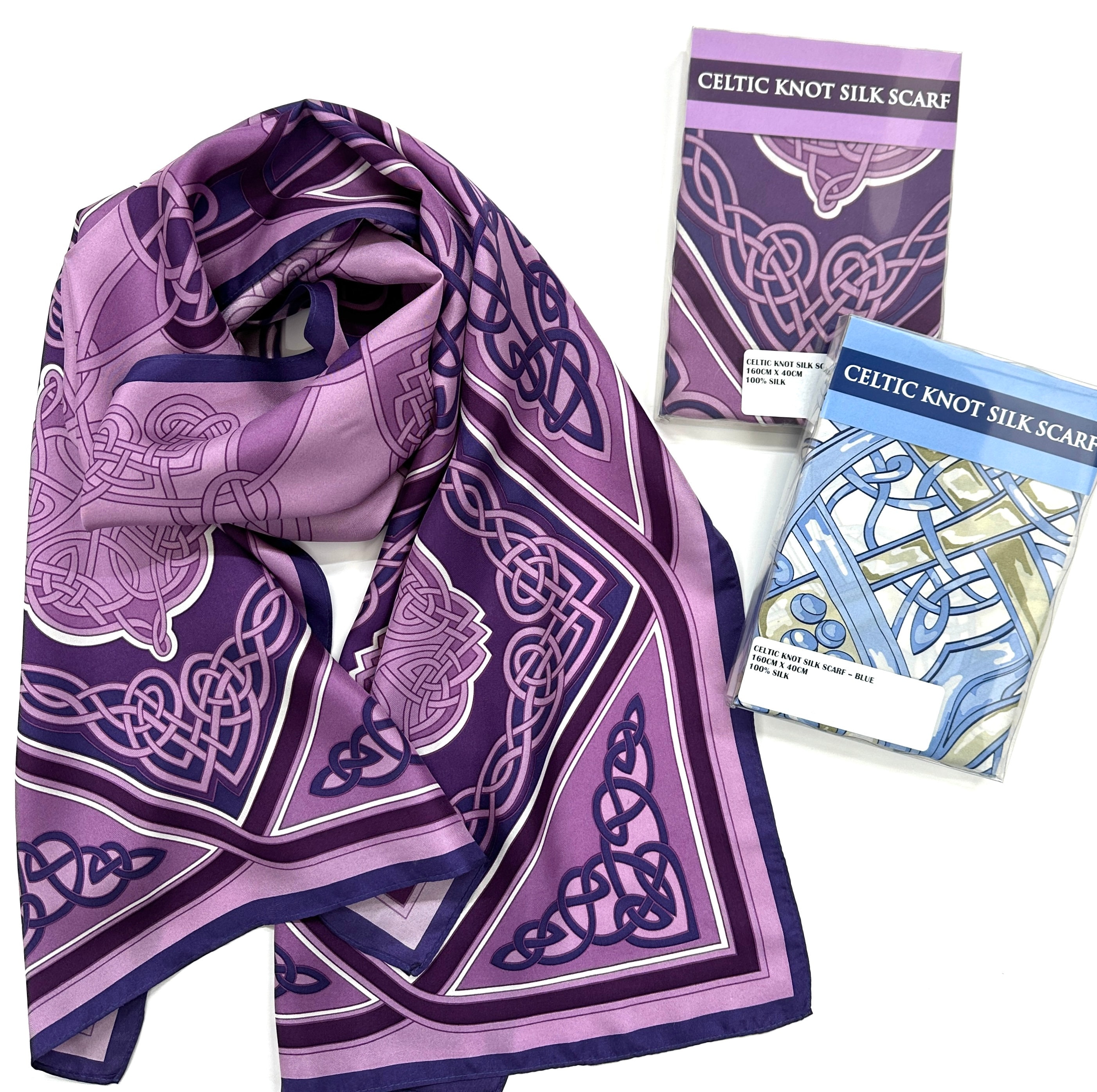 Purple Celtic Knot 100% silk satin