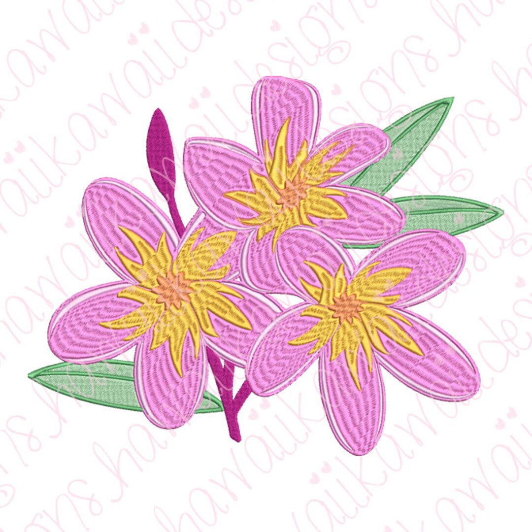 Embroidery File Plumeria Cluster Instant Download 3 Sizes Etsy