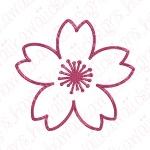 刺繍ファイル 桜 さくら 3 アウトライン - 即時ダウンロード - 3 サイズ