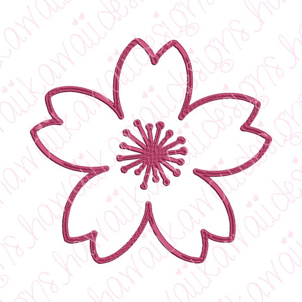 Embroidery File Cherry Blossom Sakura 3 Outline - Instant Download - 3 Sizes