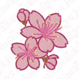 刺繍ファイル 桜 桜 クラスター 2 - 即時ダウンロード - 3 サイズ