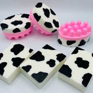 Cow print soap handmade soap, funny gift, quirky gift, gifts for teens, selfcare gift, Massage Bar, gifts for girls,moody cow,cow print gift