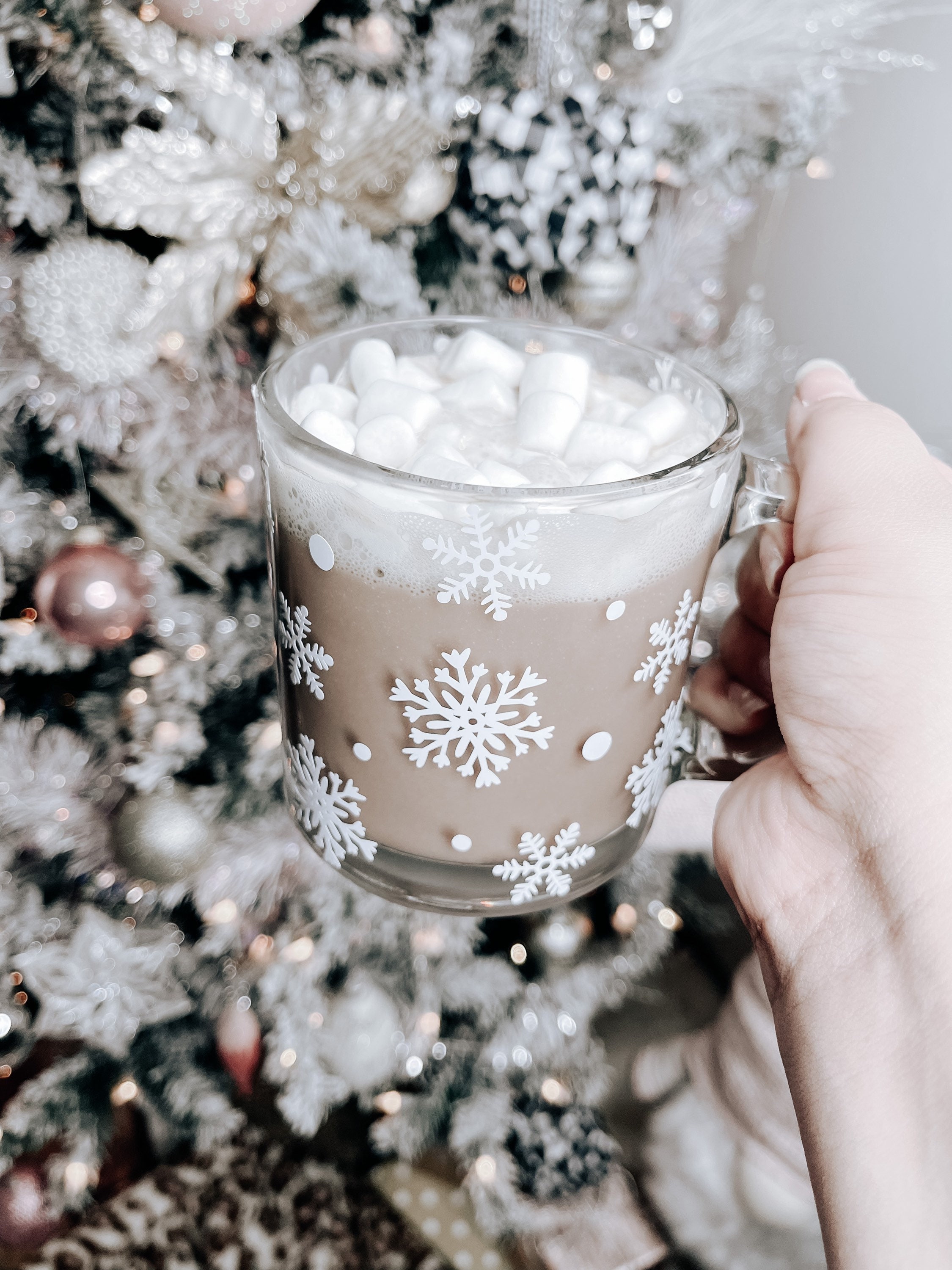 Snowflake Glass Mug, Christmas Coffee Mug, Christmas Coffee Glass ...