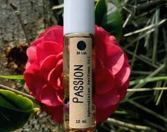 Passion: Aphrodisiac Perfume Oil / Jasmine, patchouli, sage & ylang ylang / Aromatherapy, Essential Oil Blend, Love Synergy, Medicinal Herbs