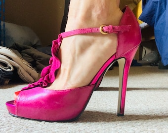 Vintage Pink Leather Heels