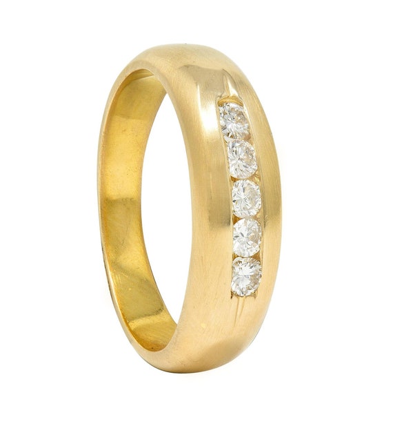 Contemporary Round Brilliant Diamond 14 Karat Yel… - image 9