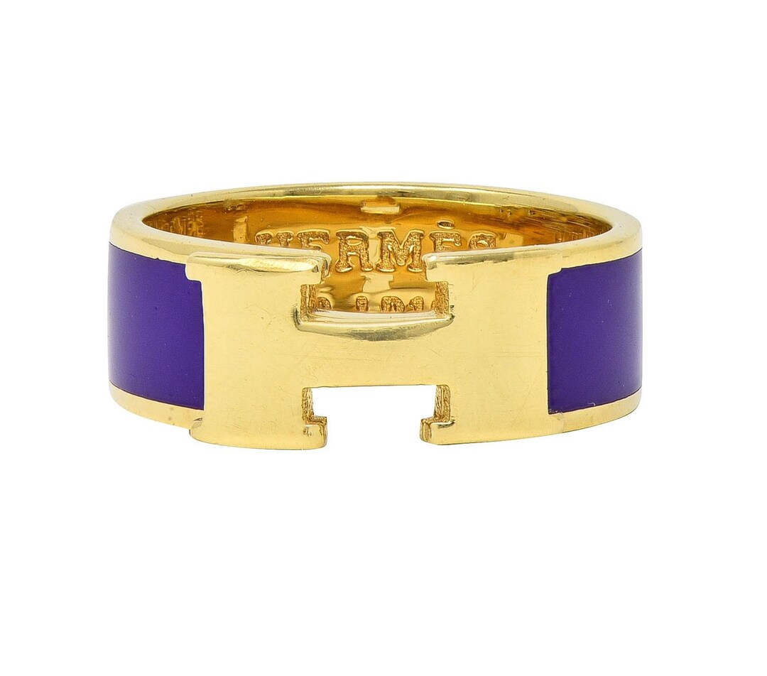 Hermés Purple Enamel 18 Karat Yellow Gold Clic Clac H Band Ring - Etsy