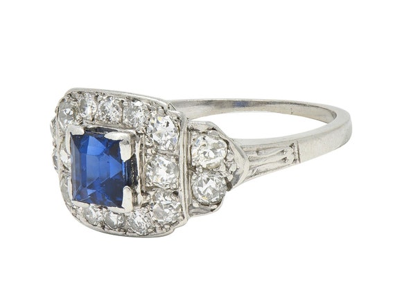 Art Deco 1.38 CTW Sapphire Diamond Platinum Vinta… - image 6