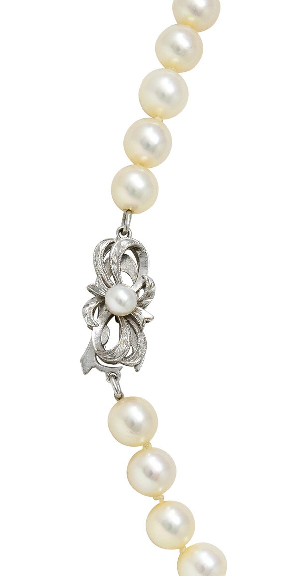 Mikimoto 1950's Diamond Pearl 14 Karat White Gold… - image 6