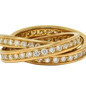 Cartier Paris 1960's 2.88 CTW Diamond 18k Gold Vintage Rolling Trinity Band Ring