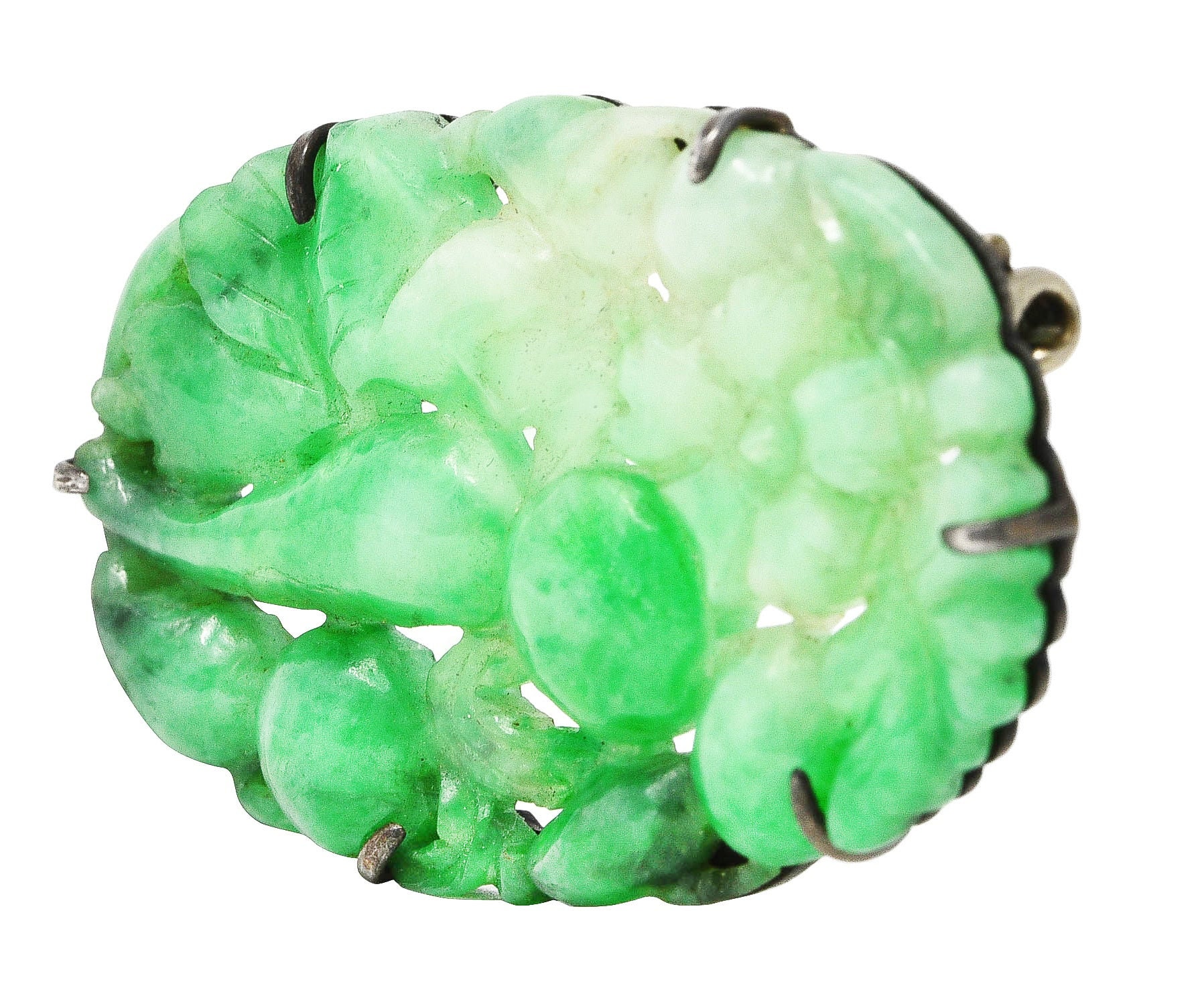 Curated visual reference: 1920 S Art Deco Carved Jadeite Jade Sterling Silver Floral Photo Inspiration