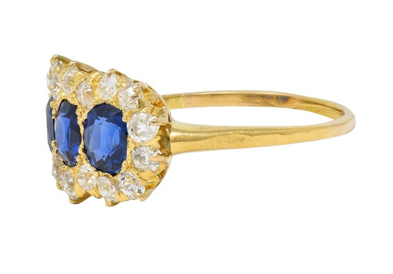 Victorian 2.58 CTW Sapphire Diamond 18k Yellow Go… - image 5