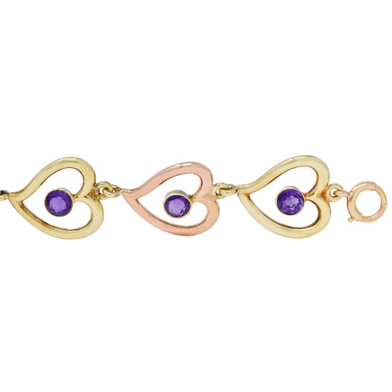 Retro Amethyst 14 Karat Two-Tone Gold Witches Hea… - image 5