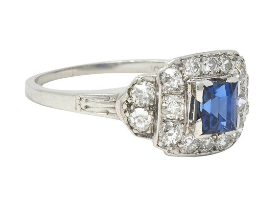 Art Deco 1.38 CTW Sapphire Diamond Platinum Vinta… - image 2