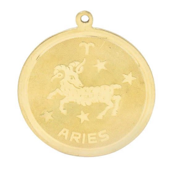 Vintage 14 Karat Yellow Gold Aries Zodiac Medalli… - image 1