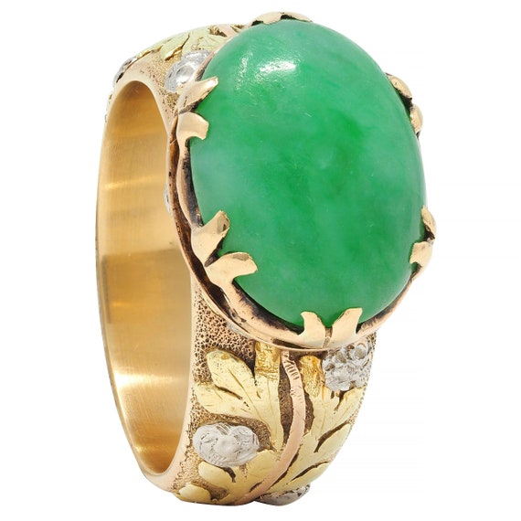 Arts & Crafts Jade Platinum 18 Karat Tri-Colored … - image 9