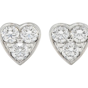 Cartier Diamond 18 Karat White Gold Contemporary Heart Love Stud Earrings
