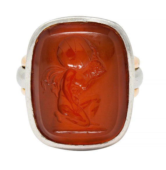 Victorian Carnelian Platinum 18 Karat Rose Gold In