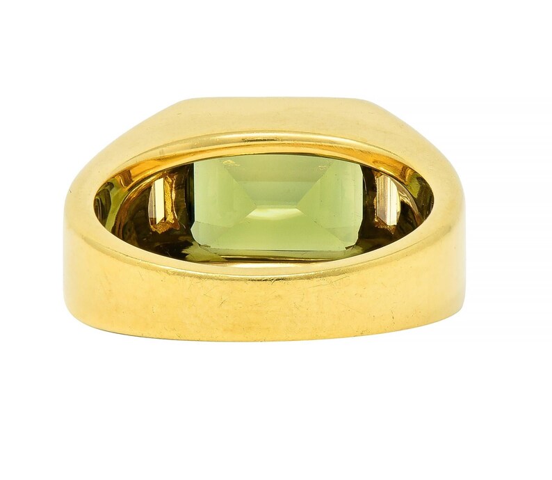 BRASH 8.08 CTW Green Sapphire Diamond 18 Karat Yellow Gold Three Stone Men's Unisex Ring Etsy