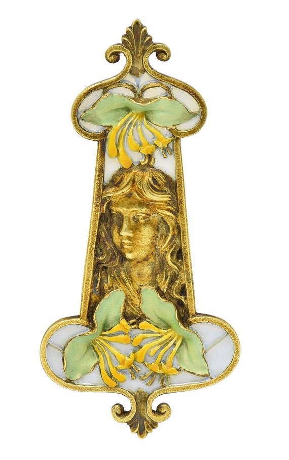 Eugene Feuilltre Art Nouveau Plique-A-Jour Enamel 