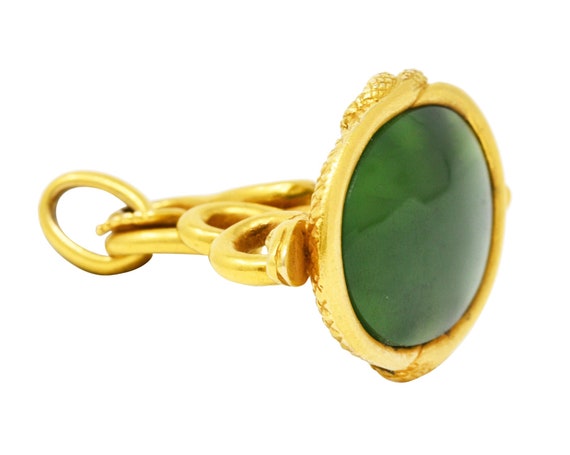 Victorian Jade 18 Karat Yellow Gold Love Knot Sna… - image 4